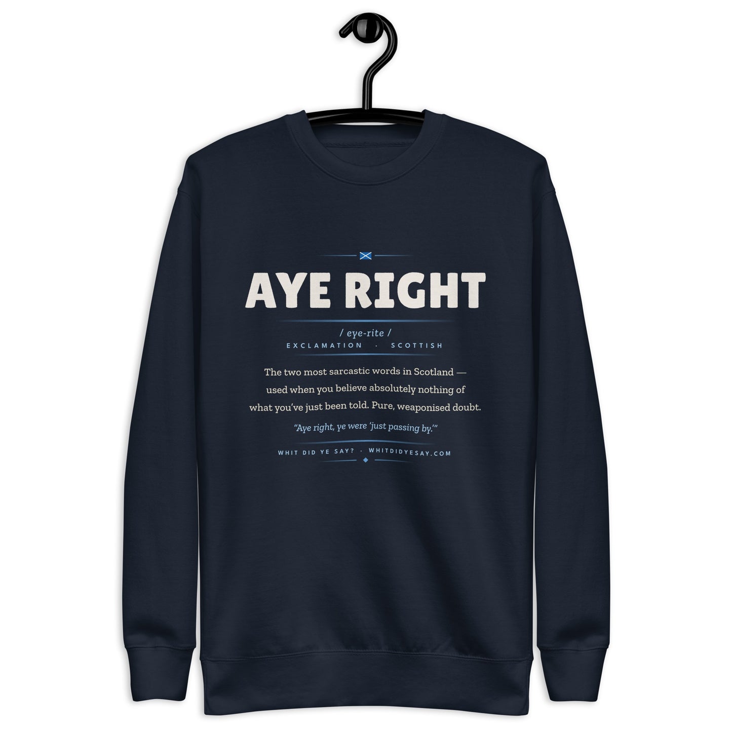 AYE RIGHT Crewneck, Navy Blazer, folded