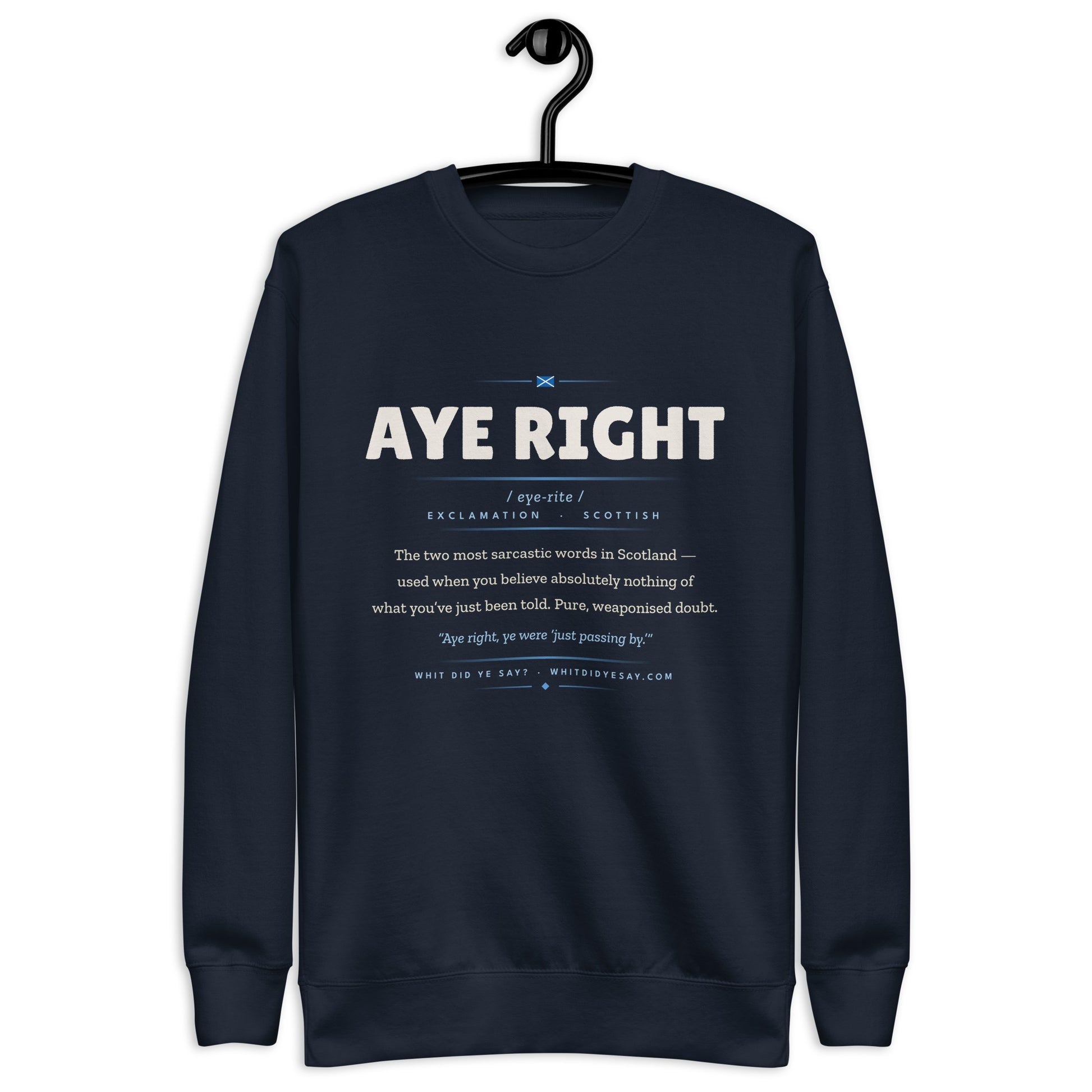 AYE RIGHT Crewneck, Navy Blazer, folded
