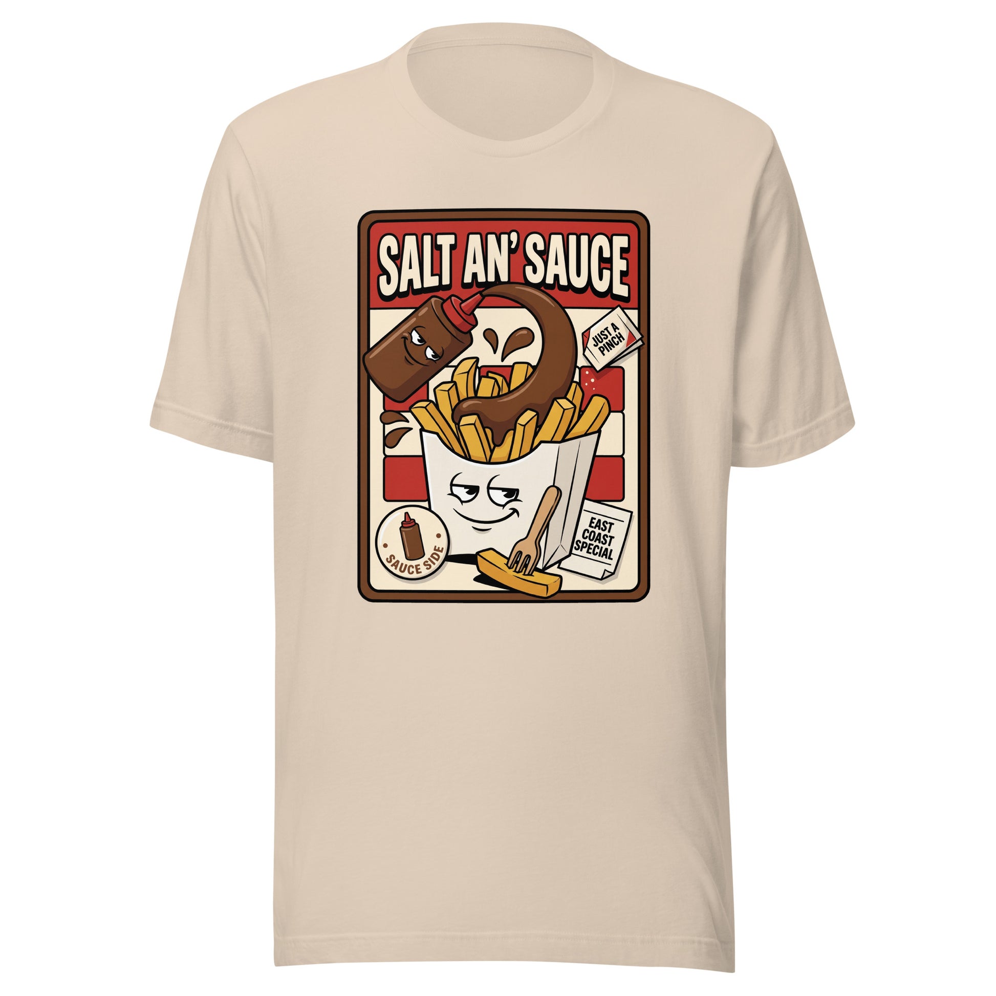 SALT AN' SAUCE - The Full Scottish Tee | Soft Cream | Ghost front