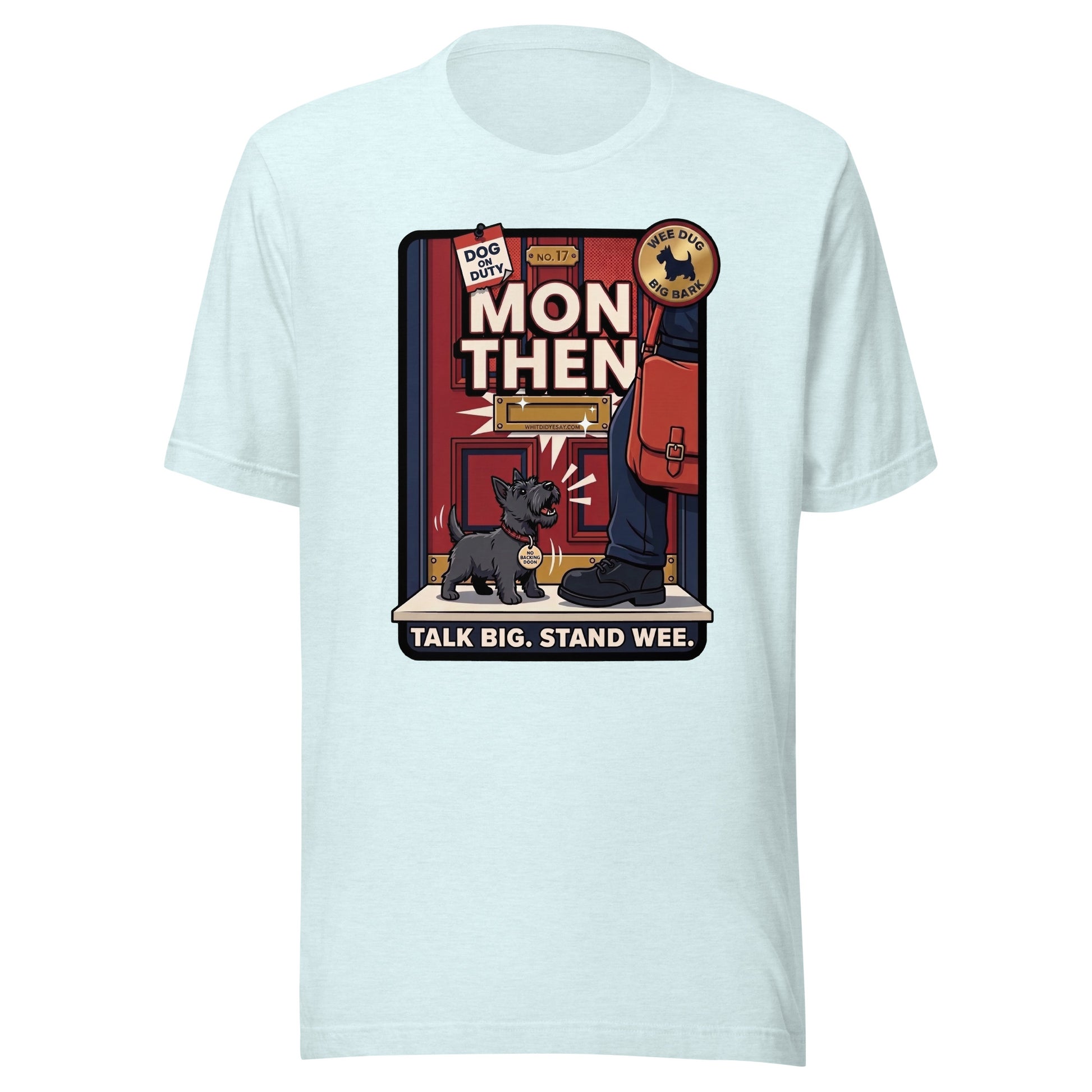 MON THEN - The Full Scottish Tee | Heather Ice Blue | Ghost front