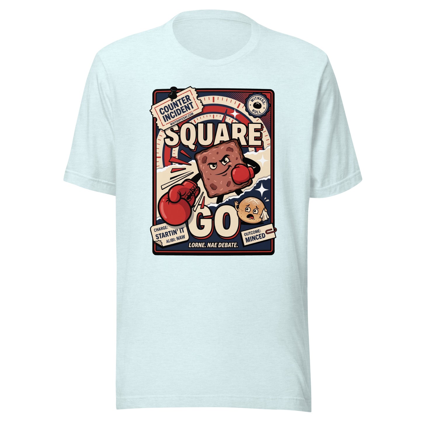 SQUARE GO - The Full Scottish Tee | Heather Ice Blue | Ghost front