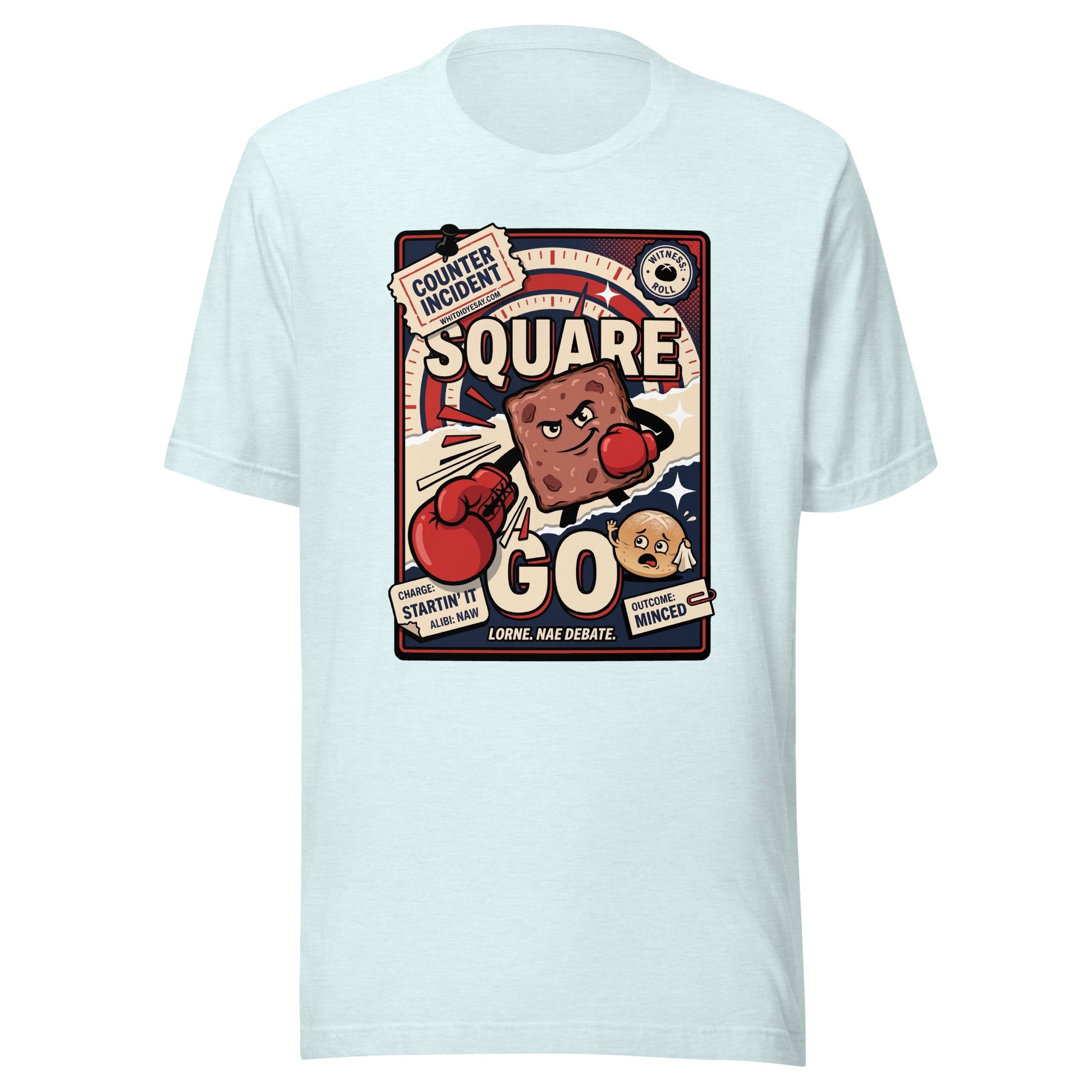 SQUARE GO - The Full Scottish Tee | Heather Ice Blue | Ghost front