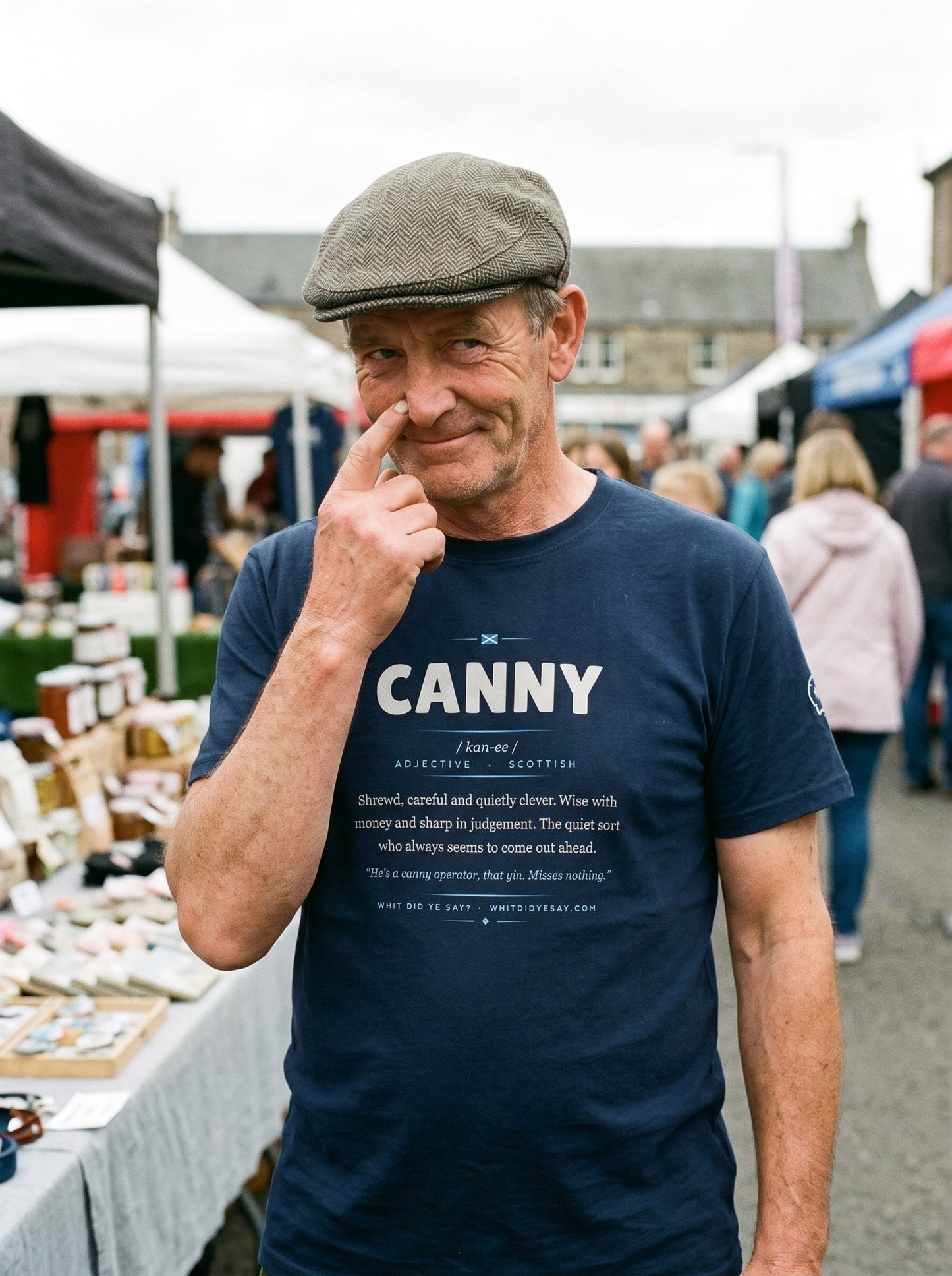 Person wearing the navy CANNY dictionary definition tee
