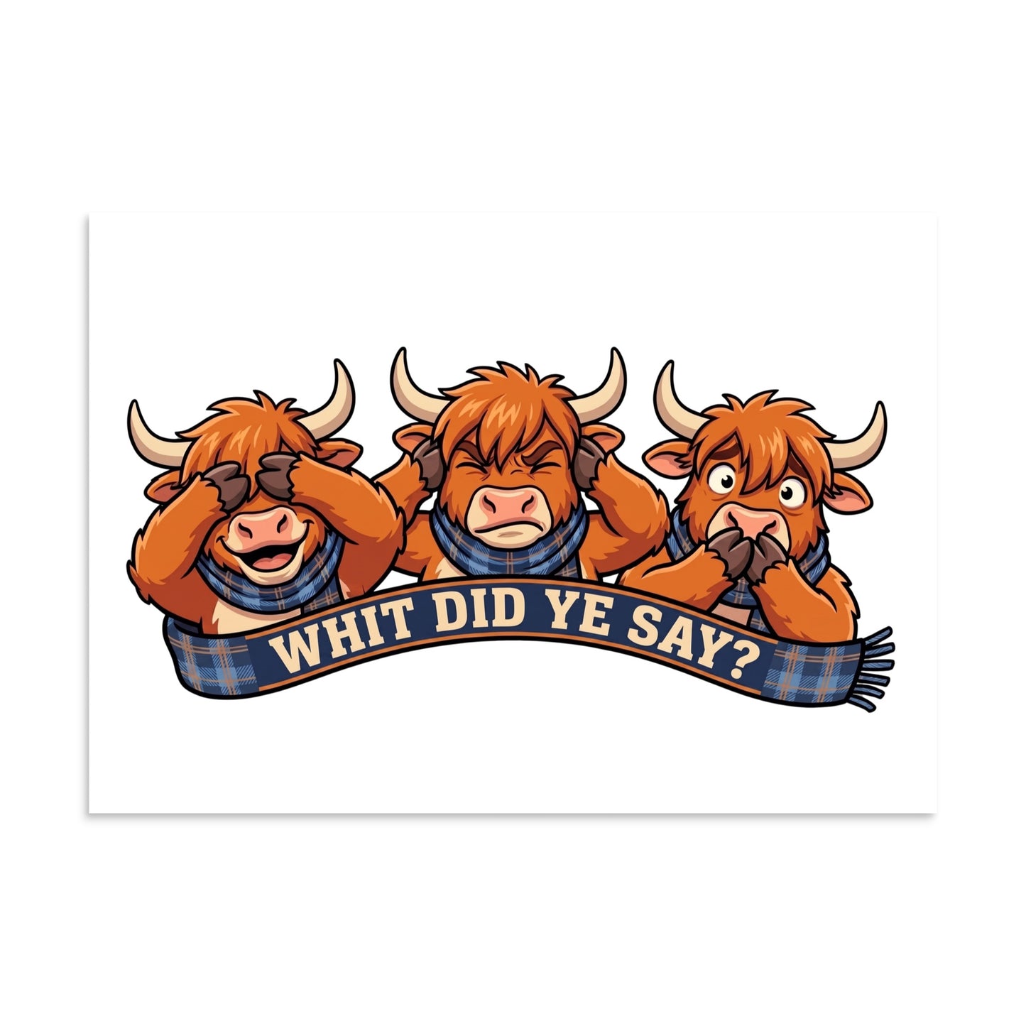 THREE WISE COOS - Art Print | A4 | Framed on a wall