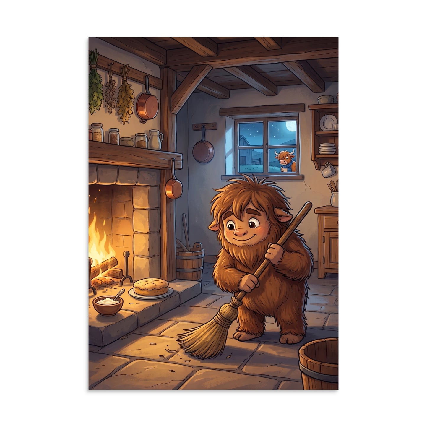 THE BROWNIE Art Print | A4 | Scottish folklore wall art