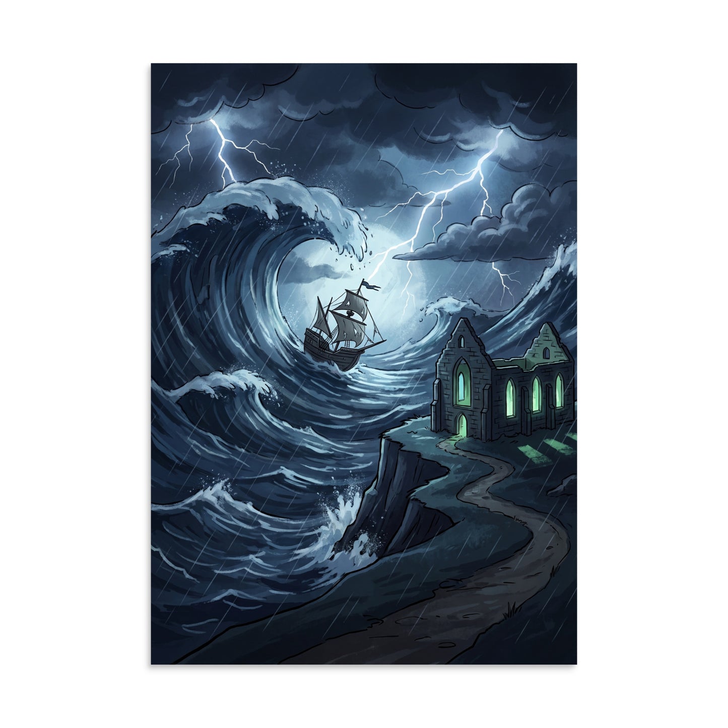 THE NORTH BERWICK WITCHES Art Print | A4 | Scottish folklore wall art