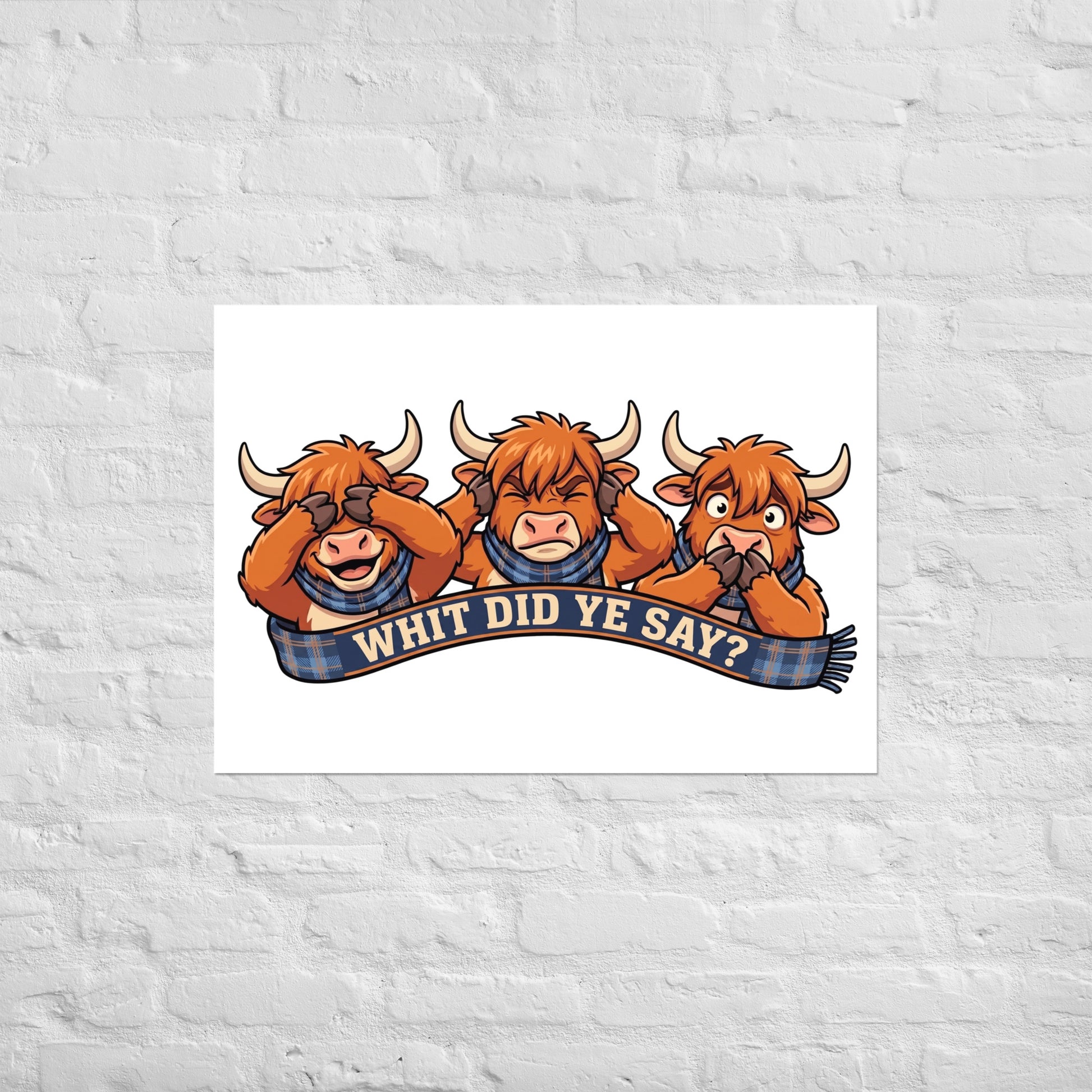 THREE WISE COOS - Art Print | A1 | Three wise Highland coos design