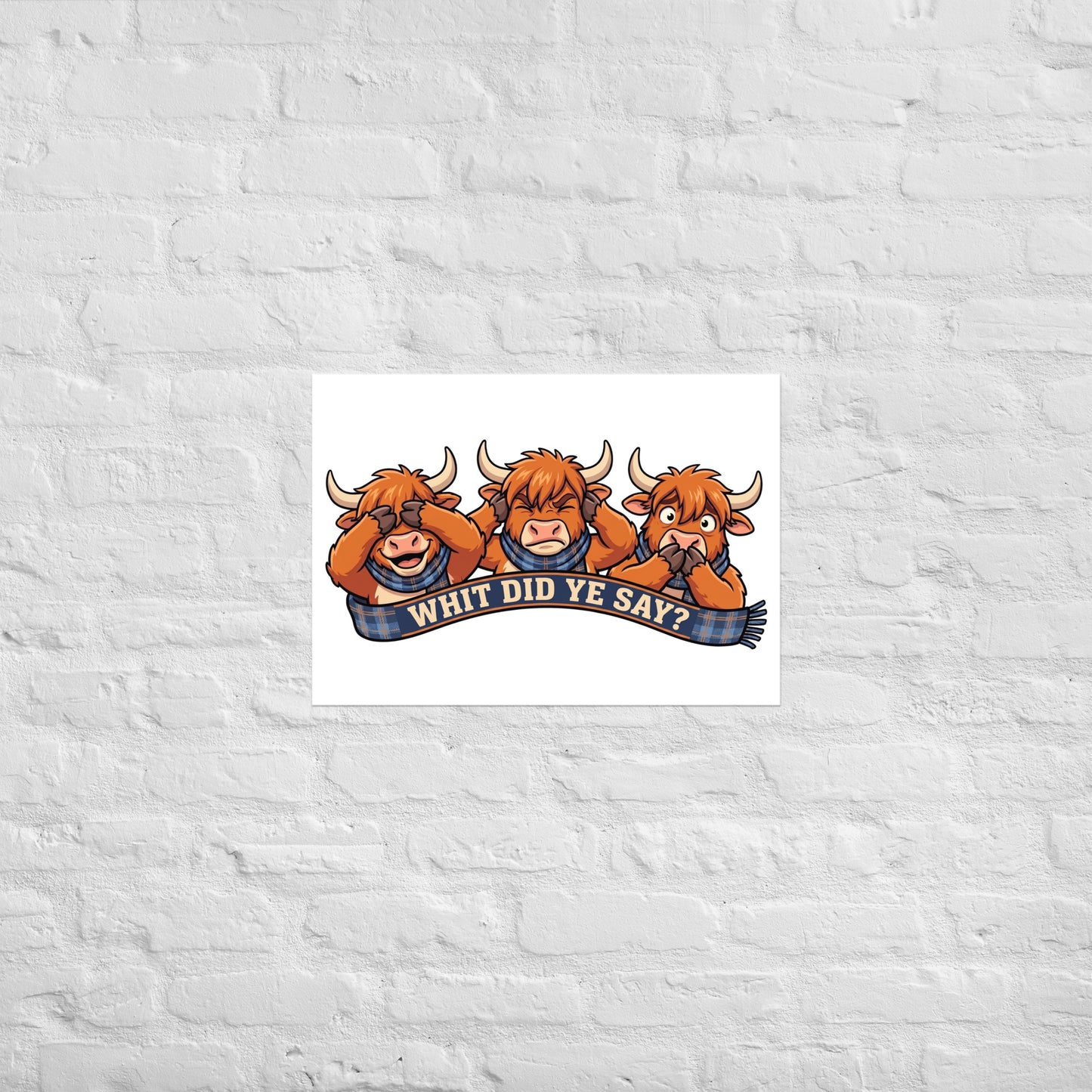THREE WISE COOS - Art Print | A2 | Three wise Highland coos design