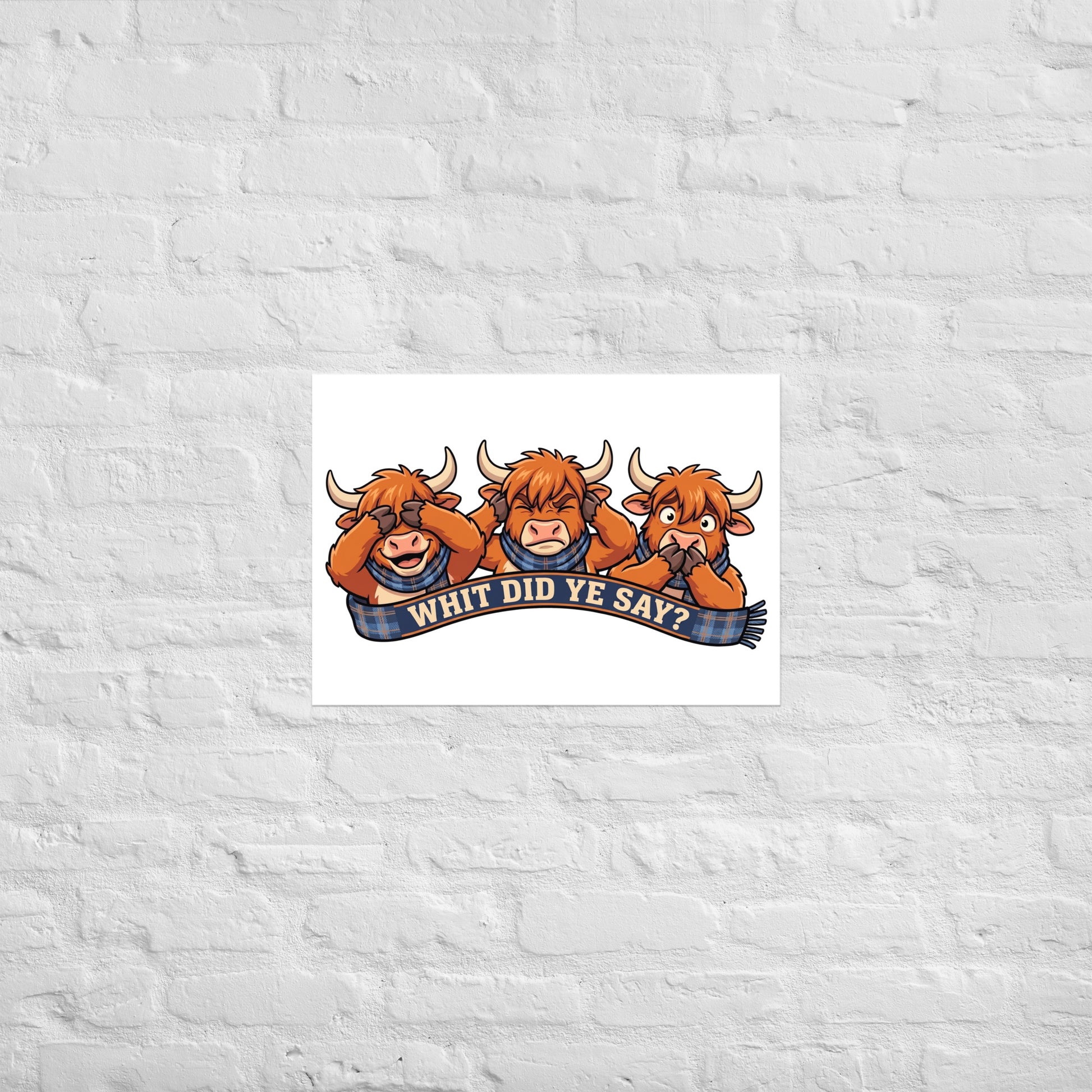 THREE WISE COOS - Art Print | A2 | Three wise Highland coos design