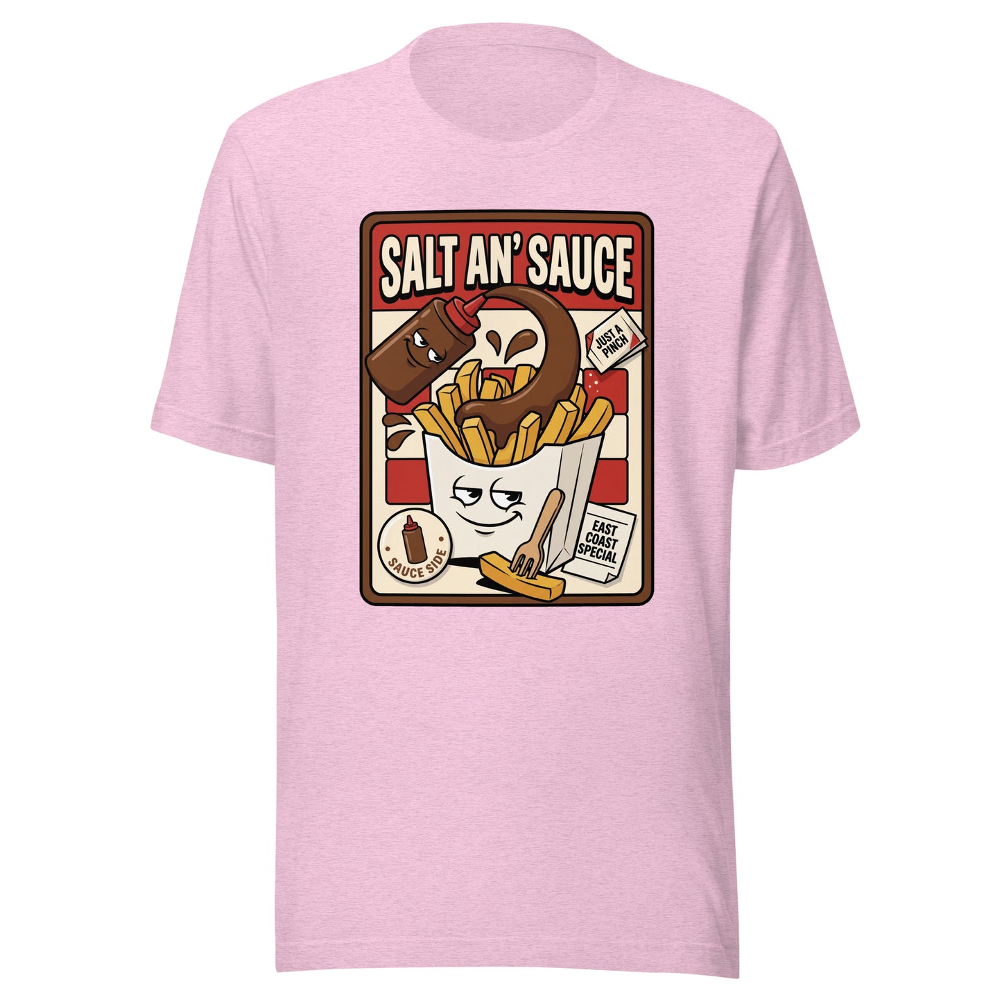 SALT AN' SAUCE - The Full Scottish Tee | Heather Prism Lilac | Ghost front
