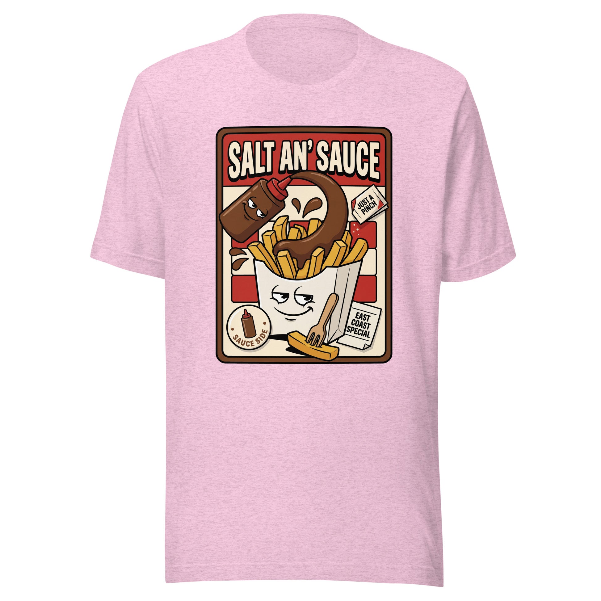 SALT AN' SAUCE - The Full Scottish Tee | Heather Prism Lilac | Ghost front
