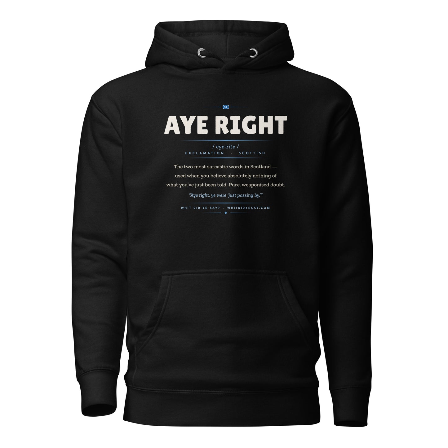 AYE RIGHT Hoodie, Black, clean front view