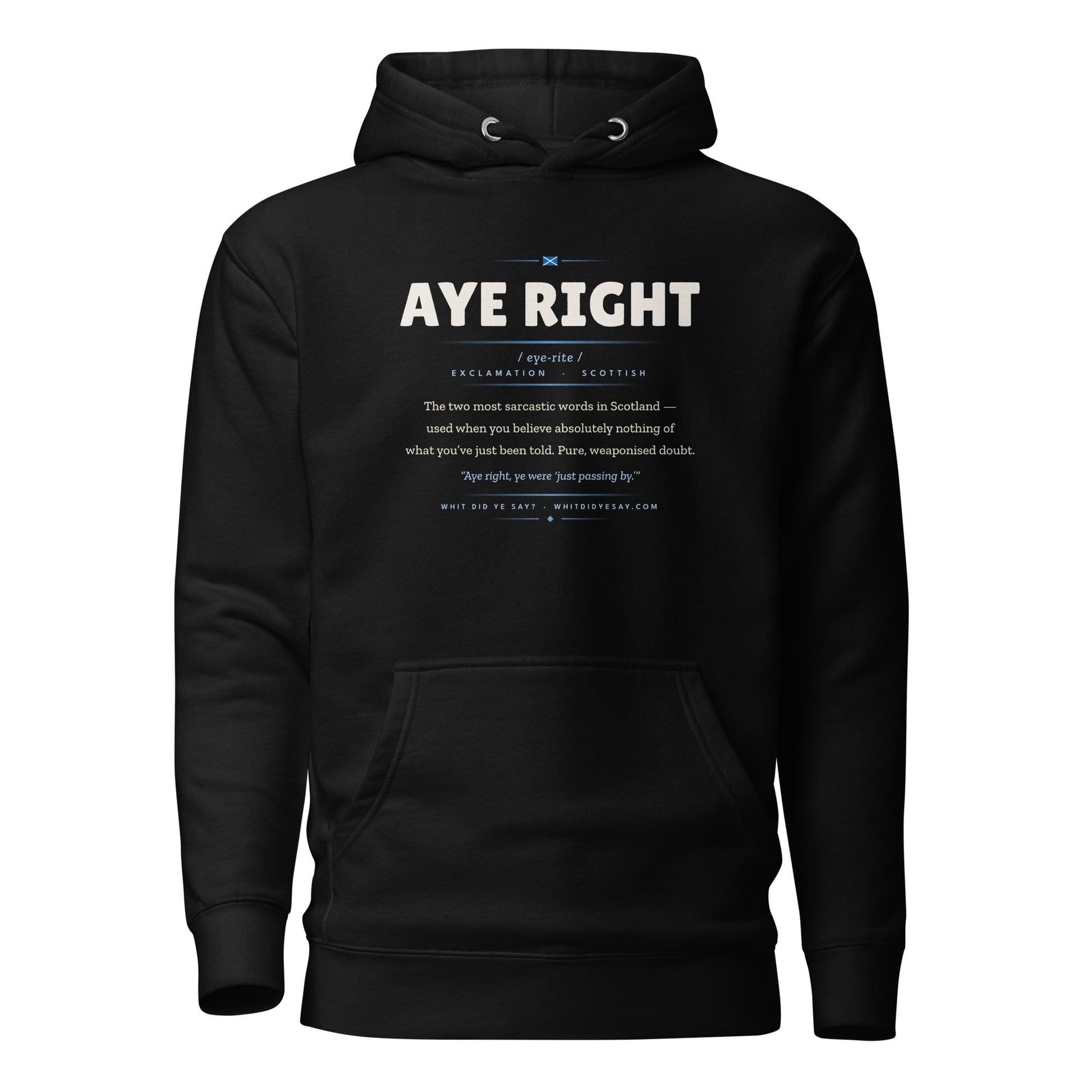 AYE RIGHT Hoodie, Black, clean front view