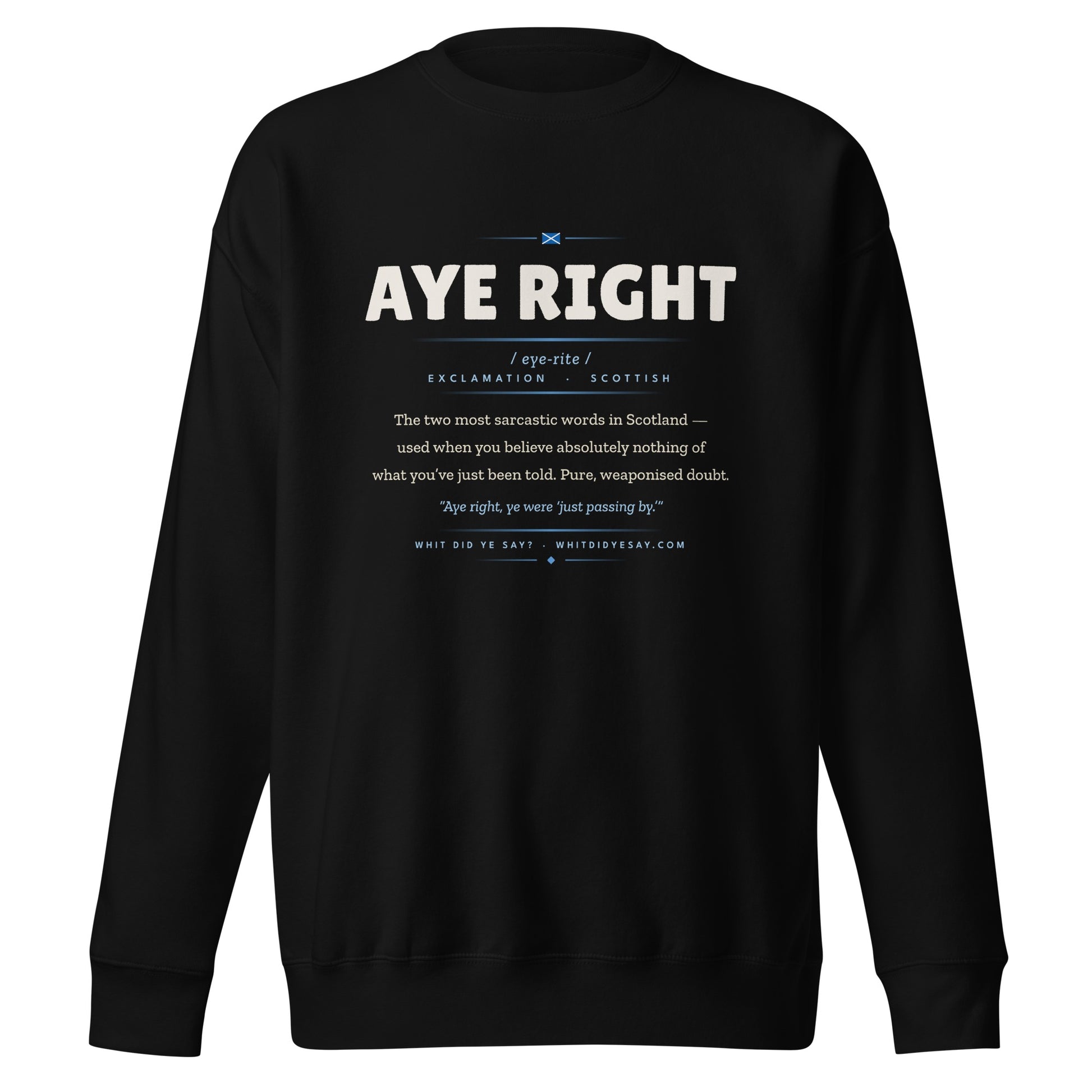 AYE RIGHT Crewneck, Black, Ghost front