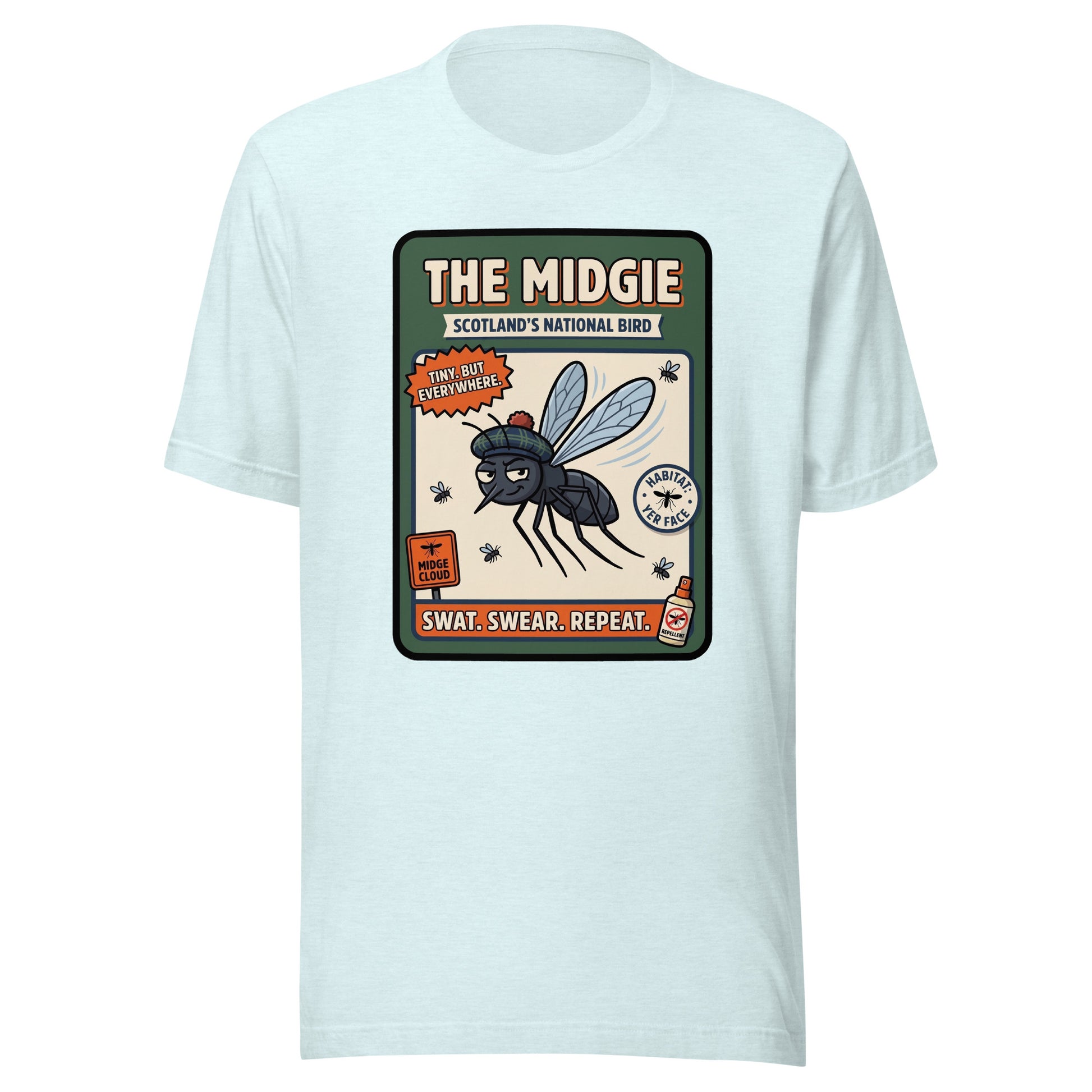 THE MIDGIE - The Full Scottish Tee | Heather Ice Blue | Ghost front