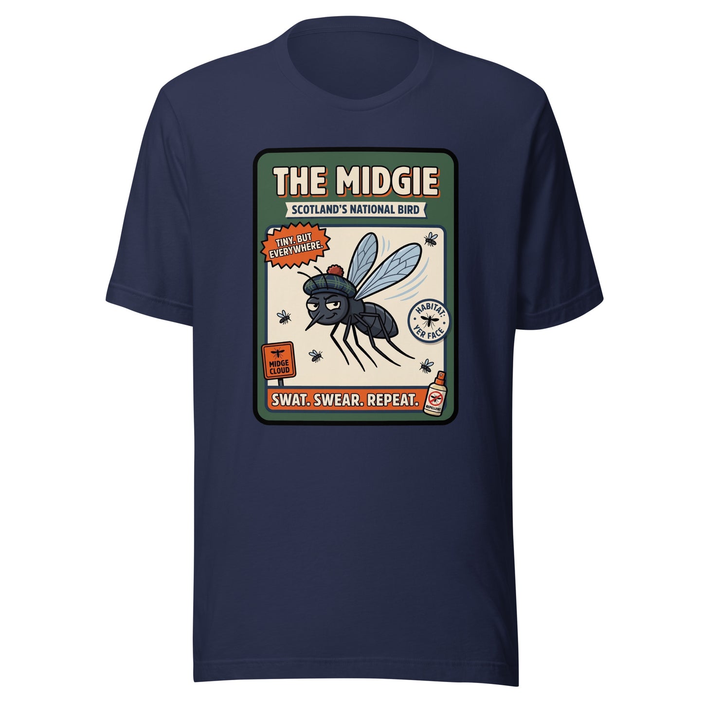 THE MIDGIE - The Full Scottish Tee | Navy | Ghost front