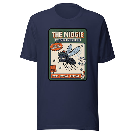 THE MIDGIE - The Full Scottish Tee | Navy | Ghost front