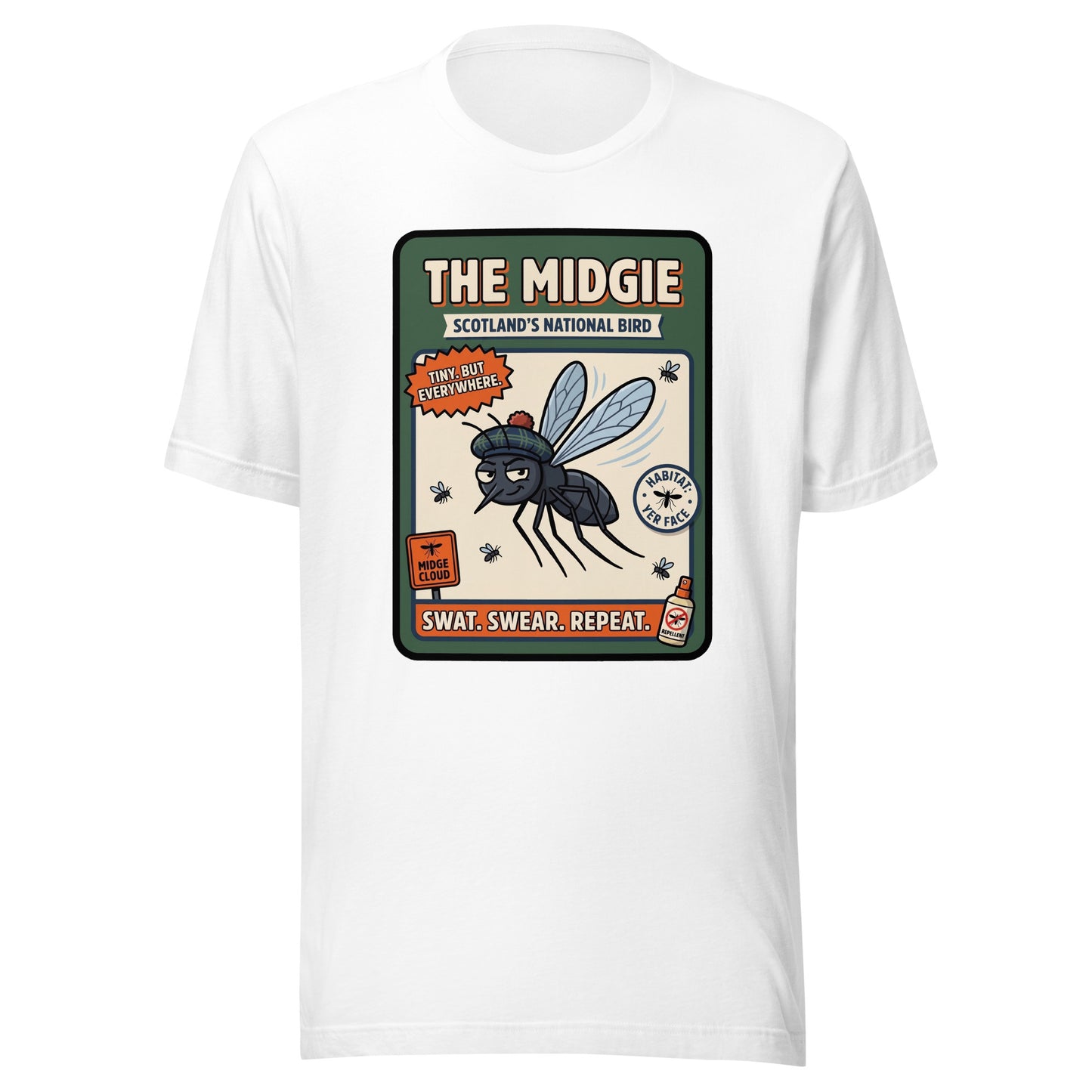 THE MIDGIE - The Full Scottish Tee | White | Ghost front