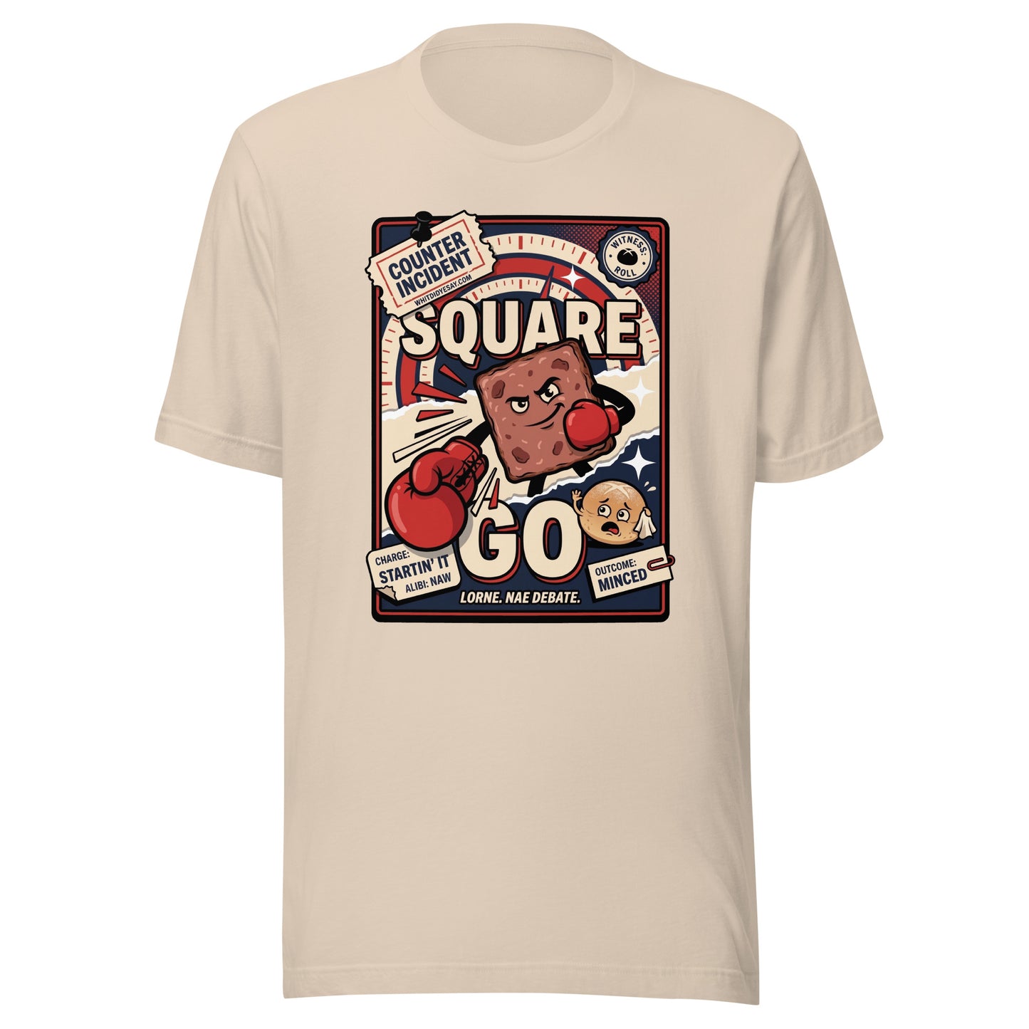 SQUARE GO - The Full Scottish Tee | Soft Cream | Ghost front