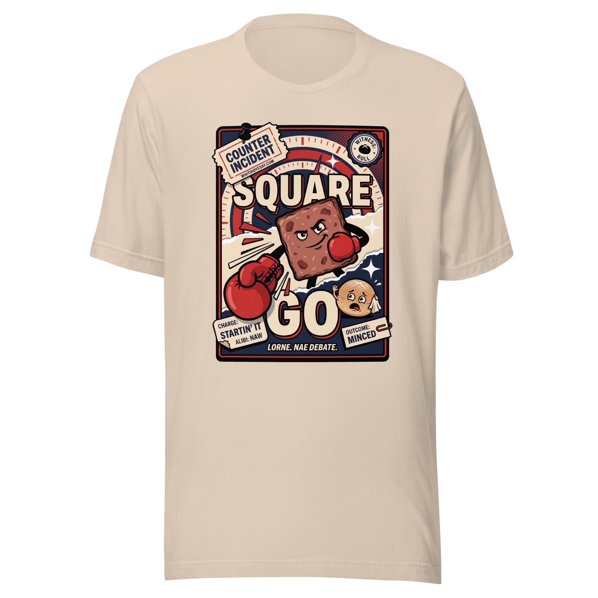 SQUARE GO - The Full Scottish Tee | Soft Cream | Ghost front