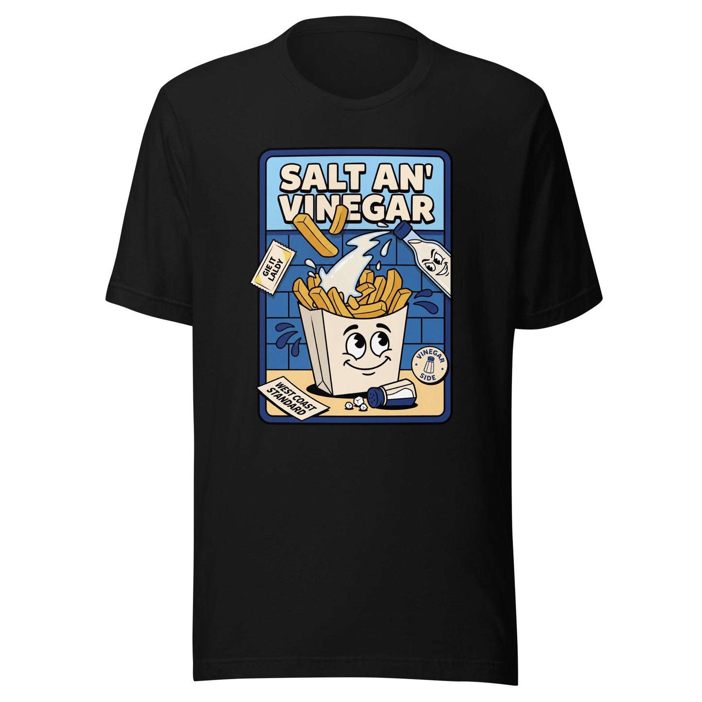 SALT AN' VINEGAR - The Full Scottish Tee | Black | Ghost front