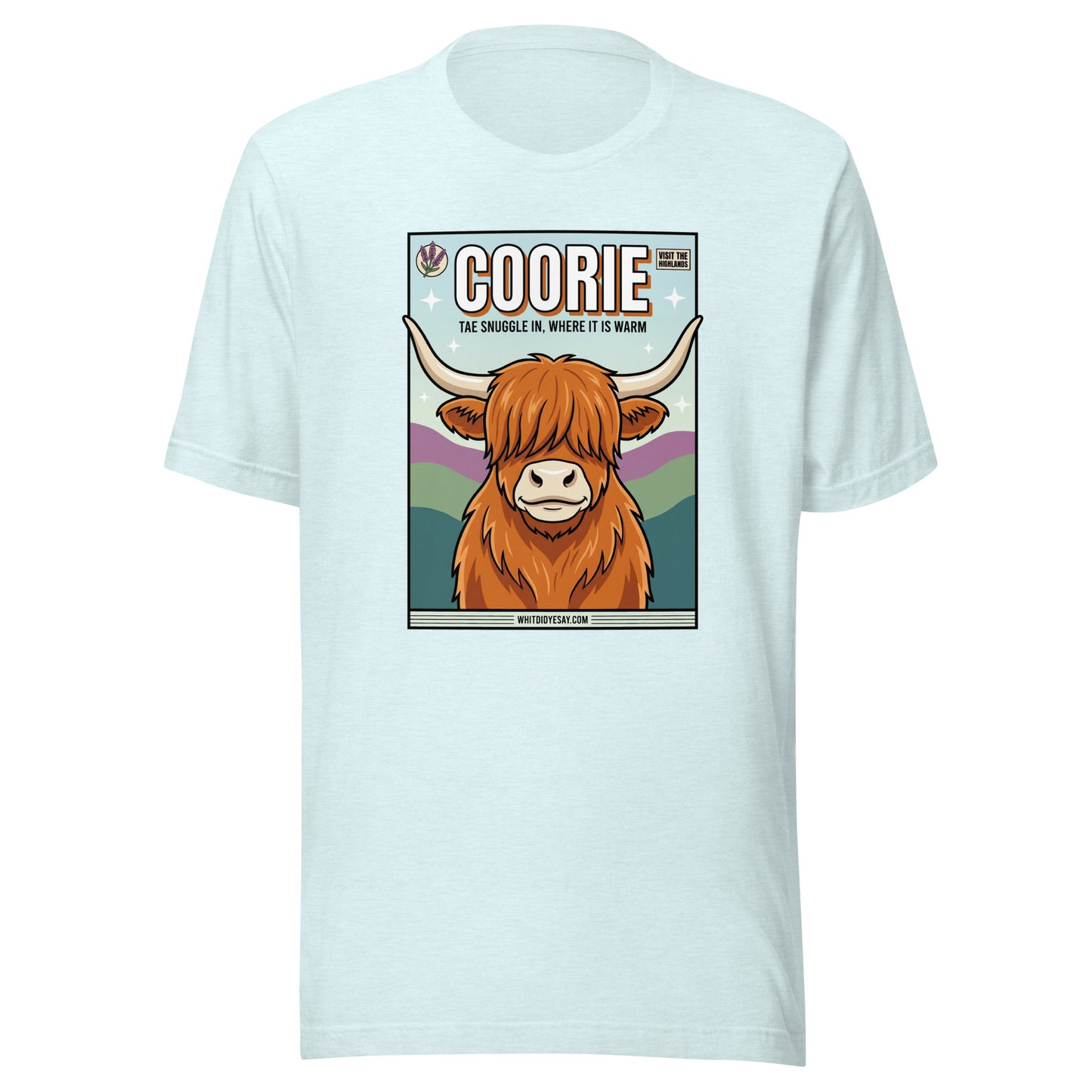 COORIE - The Full Scottish Tee | Heather Ice Blue | Ghost front