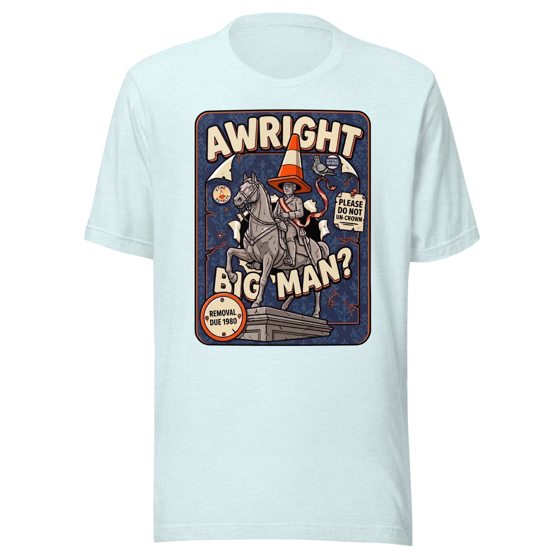 AWRIGHT BIG MAN - The Full Scottish Tee | Heather Ice Blue | Ghost front
