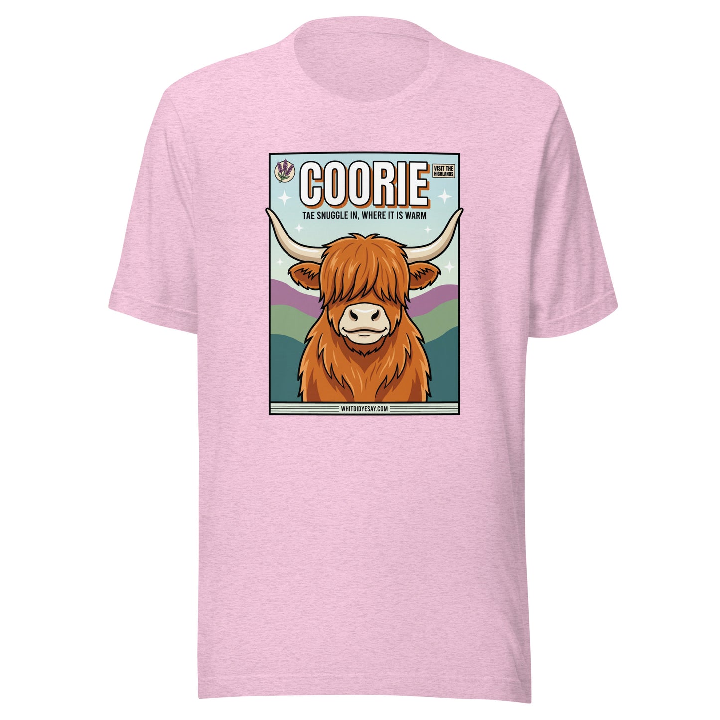 COORIE - The Full Scottish Tee | Heather Prism Lilac | Ghost front