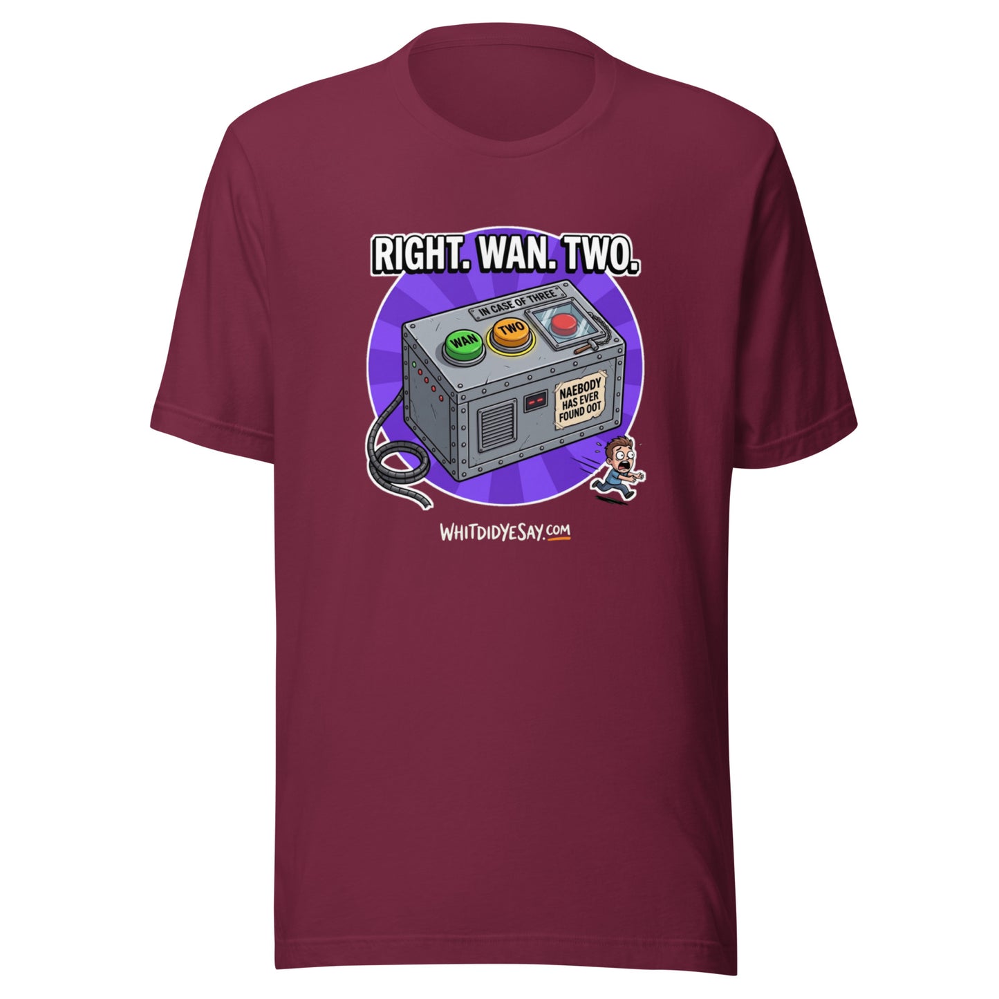 Right. Wan. Two. - The Maw Tee | Maroon | Ghost