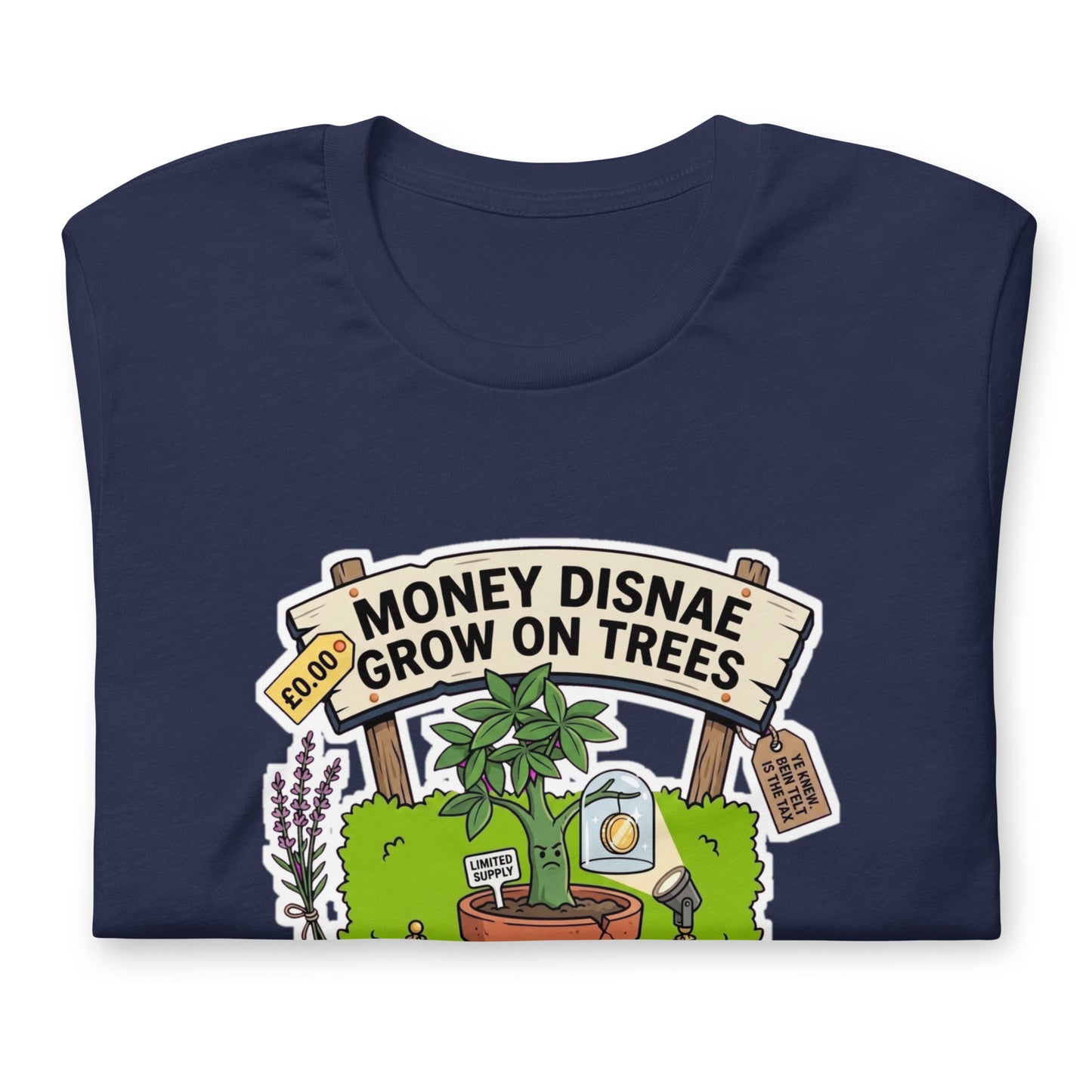 Money Disnae Grow on Trees The Maw Tee | Navy | Folded