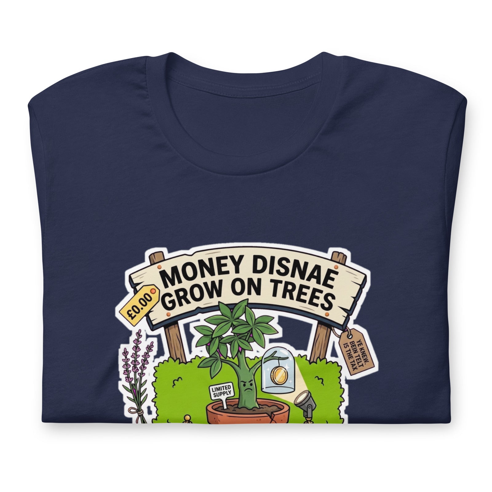 Money Disnae Grow on Trees The Maw Tee | Navy | Folded