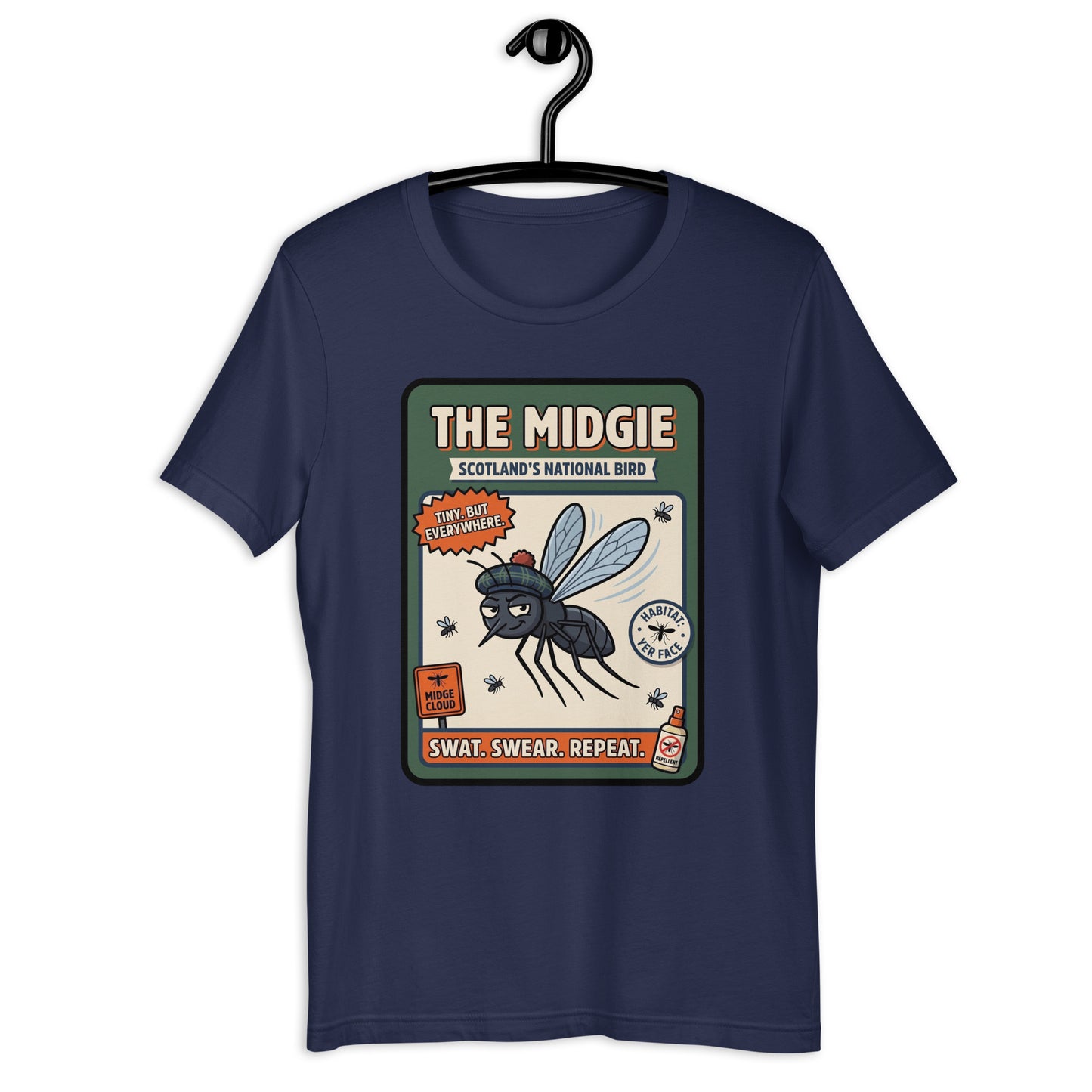 THE MIDGIE - The Full Scottish Tee | Navy | On Hanger