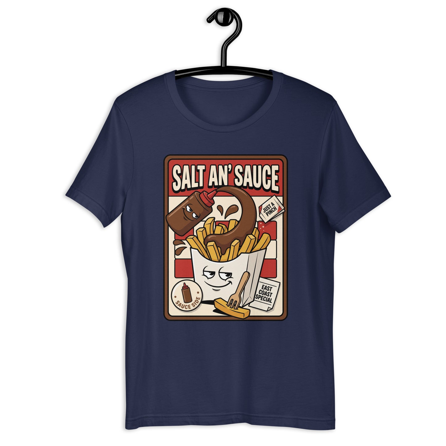 SALT AN' SAUCE - The Full Scottish Tee | Navy | On Hanger