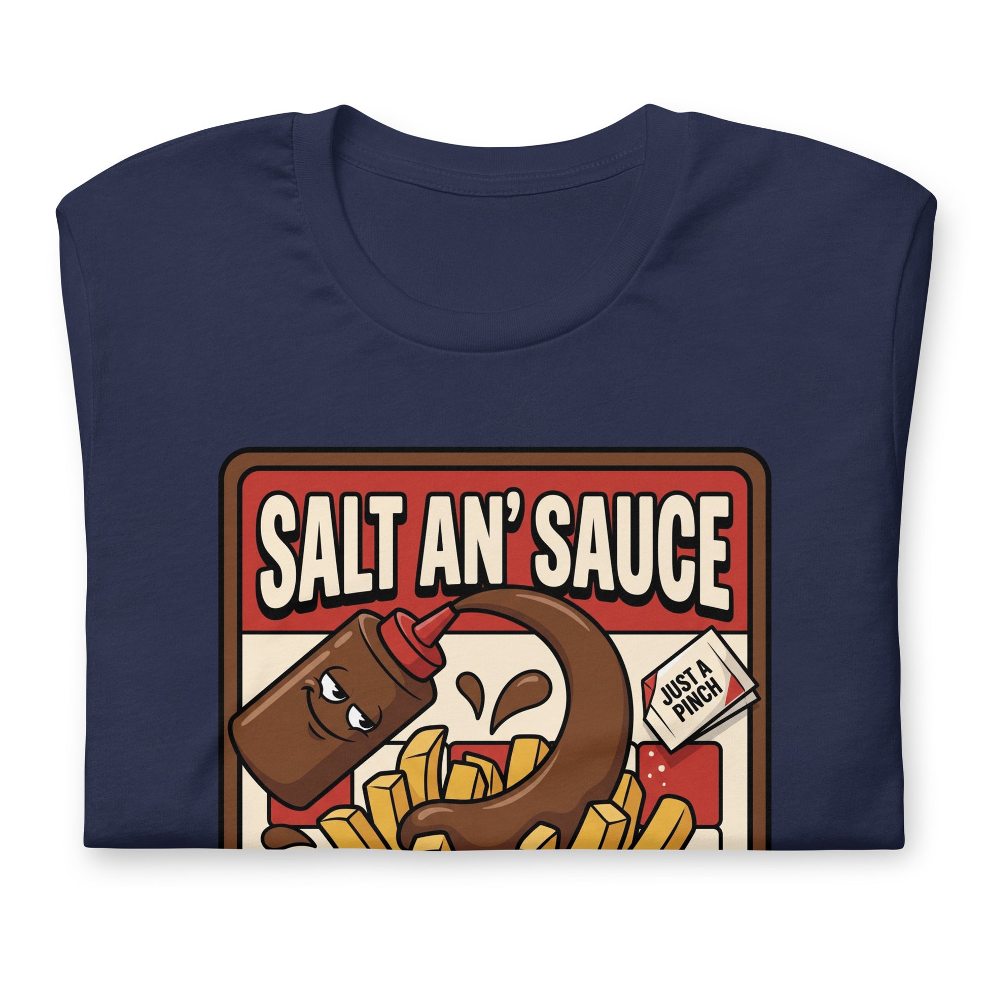SALT AN' SAUCE - The Full Scottish Tee | Navy | Folded