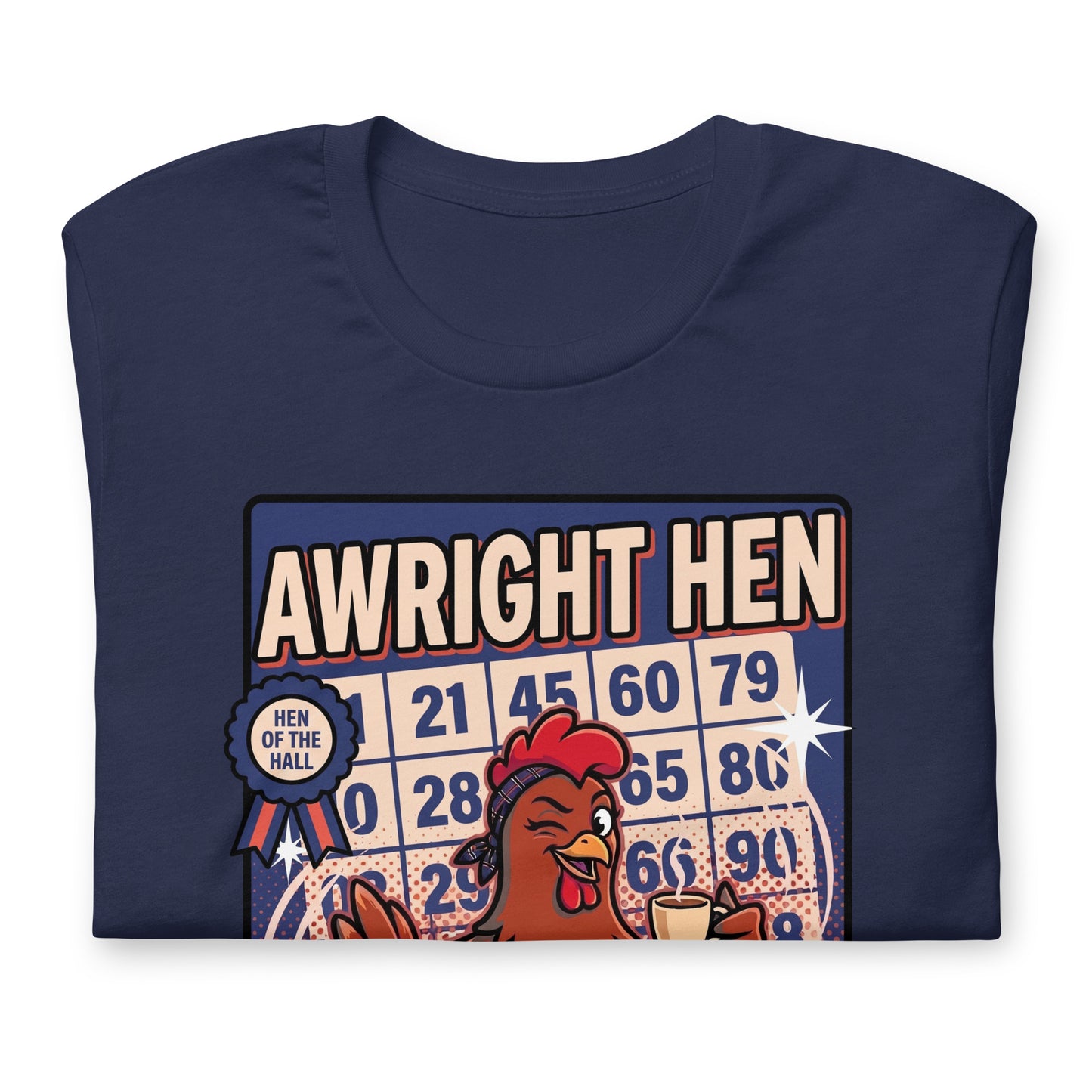 AWRIGHT HEN - The Full Scottish Tee | Navy | Folded