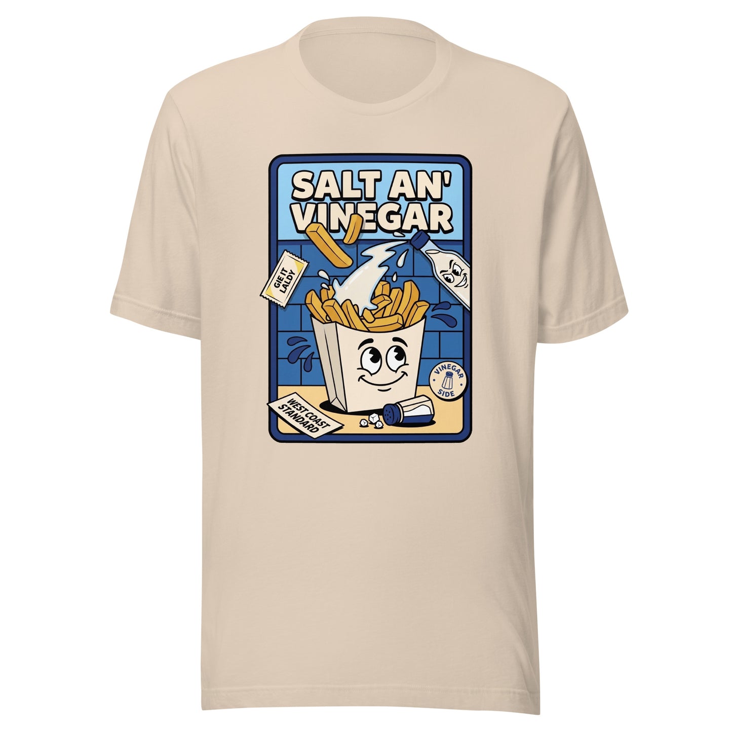 SALT AN' VINEGAR - The Full Scottish Tee | Soft Cream | Ghost front