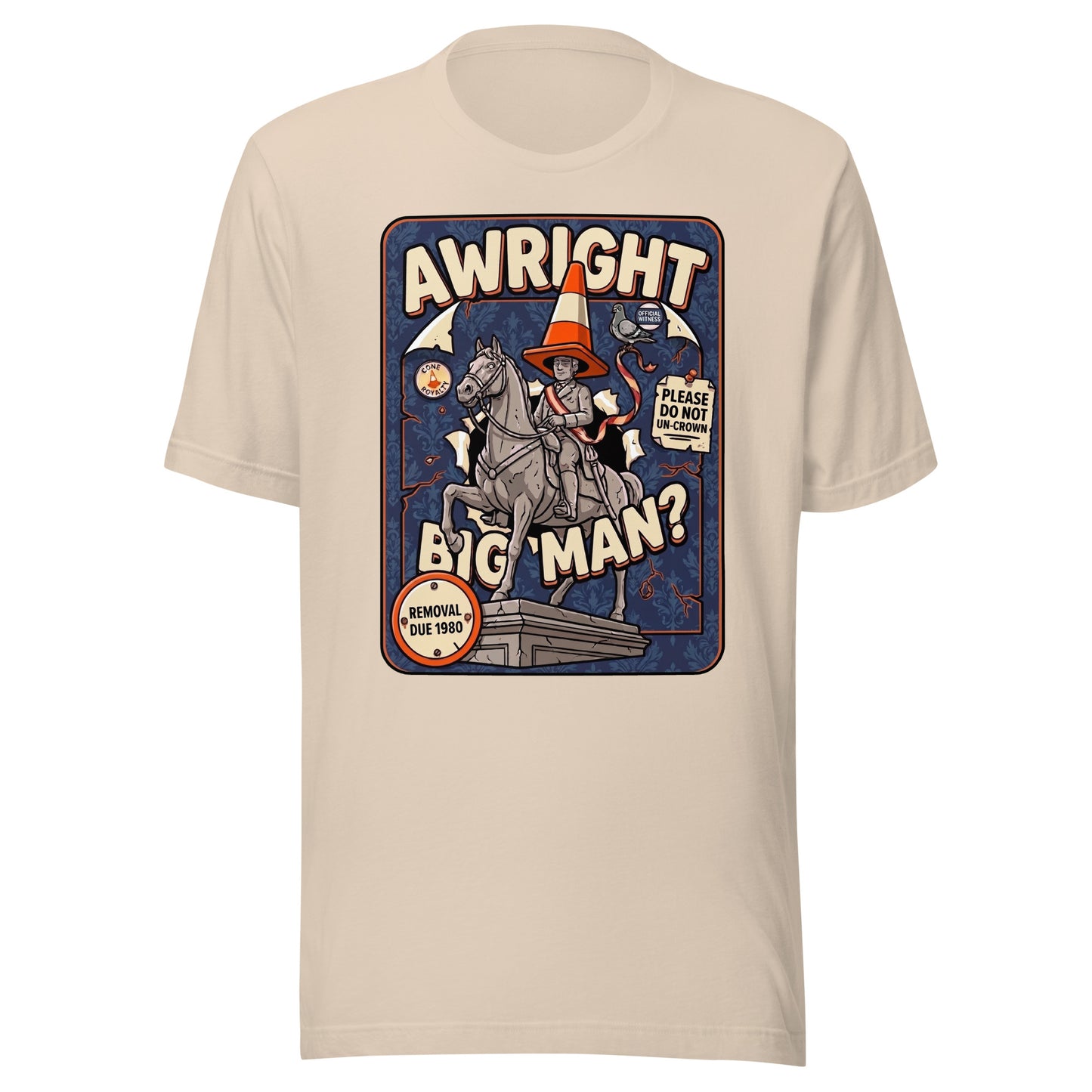 AWRIGHT BIG MAN - The Full Scottish Tee | Soft Cream | Ghost front