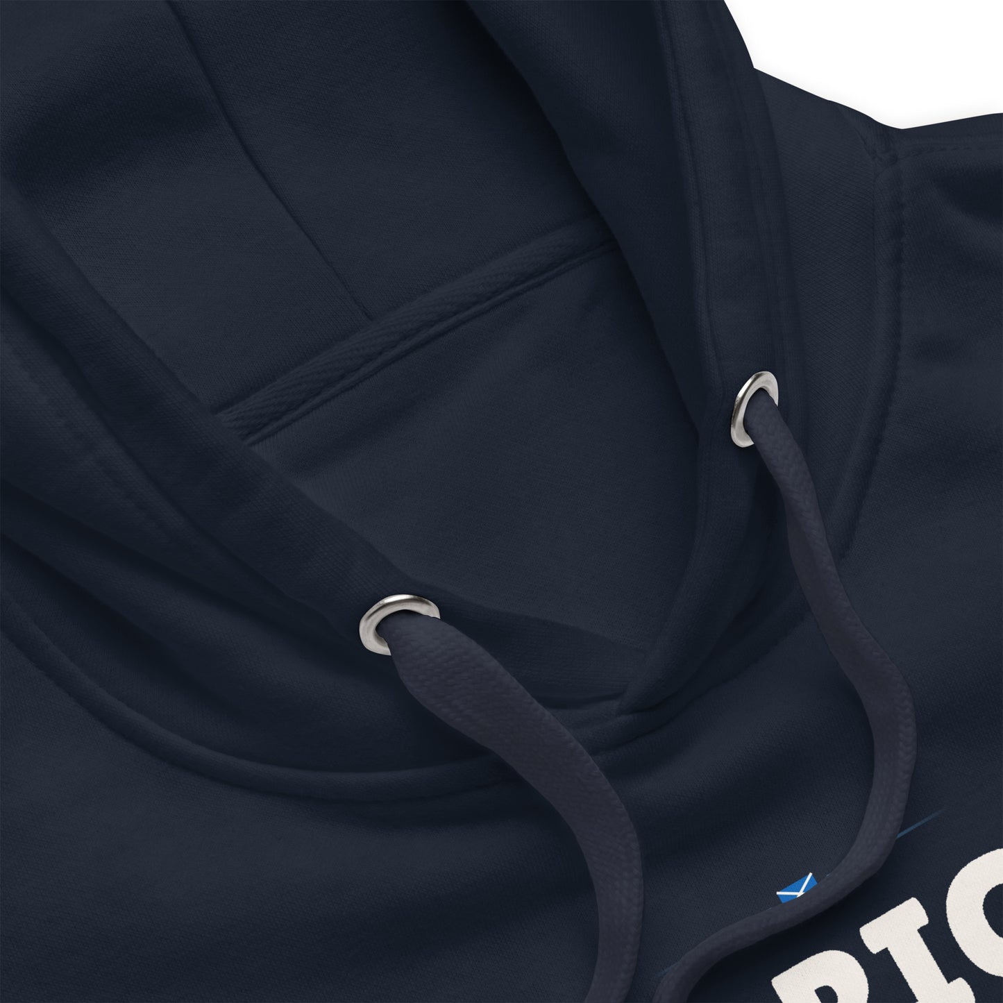 AYE RIGHT Hoodie, Navy Blazer, hood and drawstring detail
