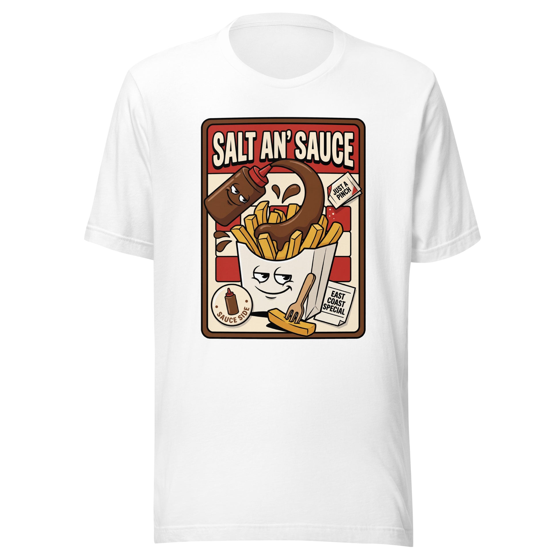 SALT AN' SAUCE - The Full Scottish Tee | White | Ghost front