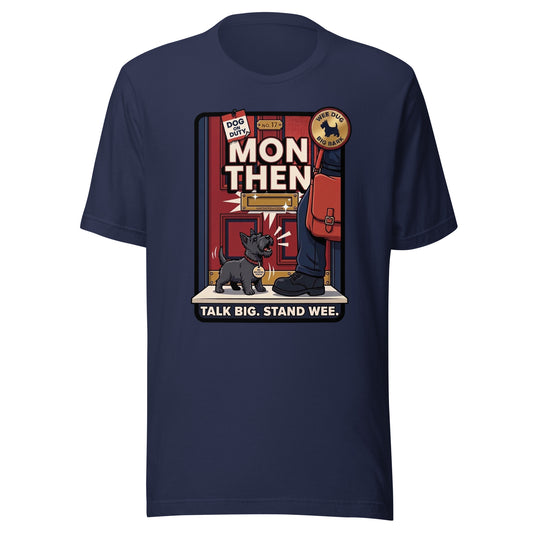 MON THEN - The Full Scottish Tee | Navy | Ghost front