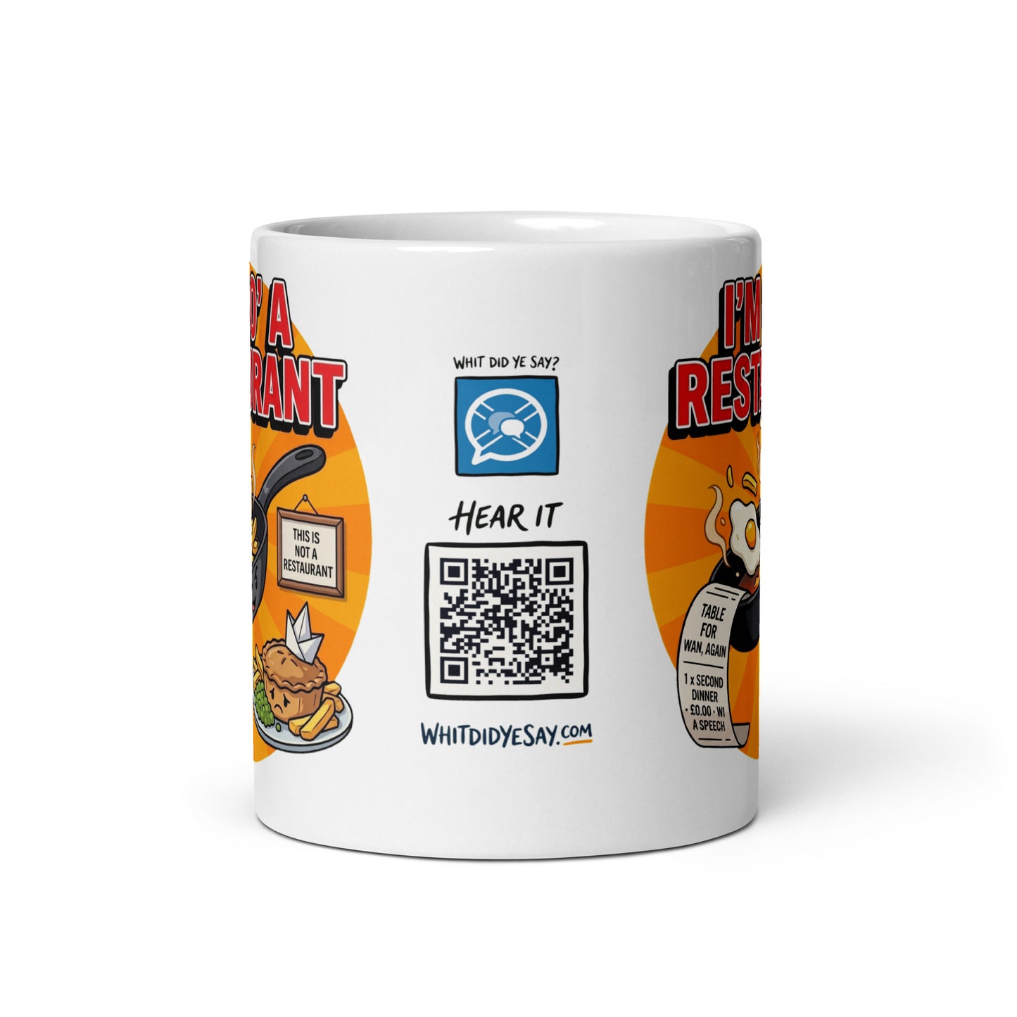 I'm No' a Restaurant Mug | Scannable audio QR panel