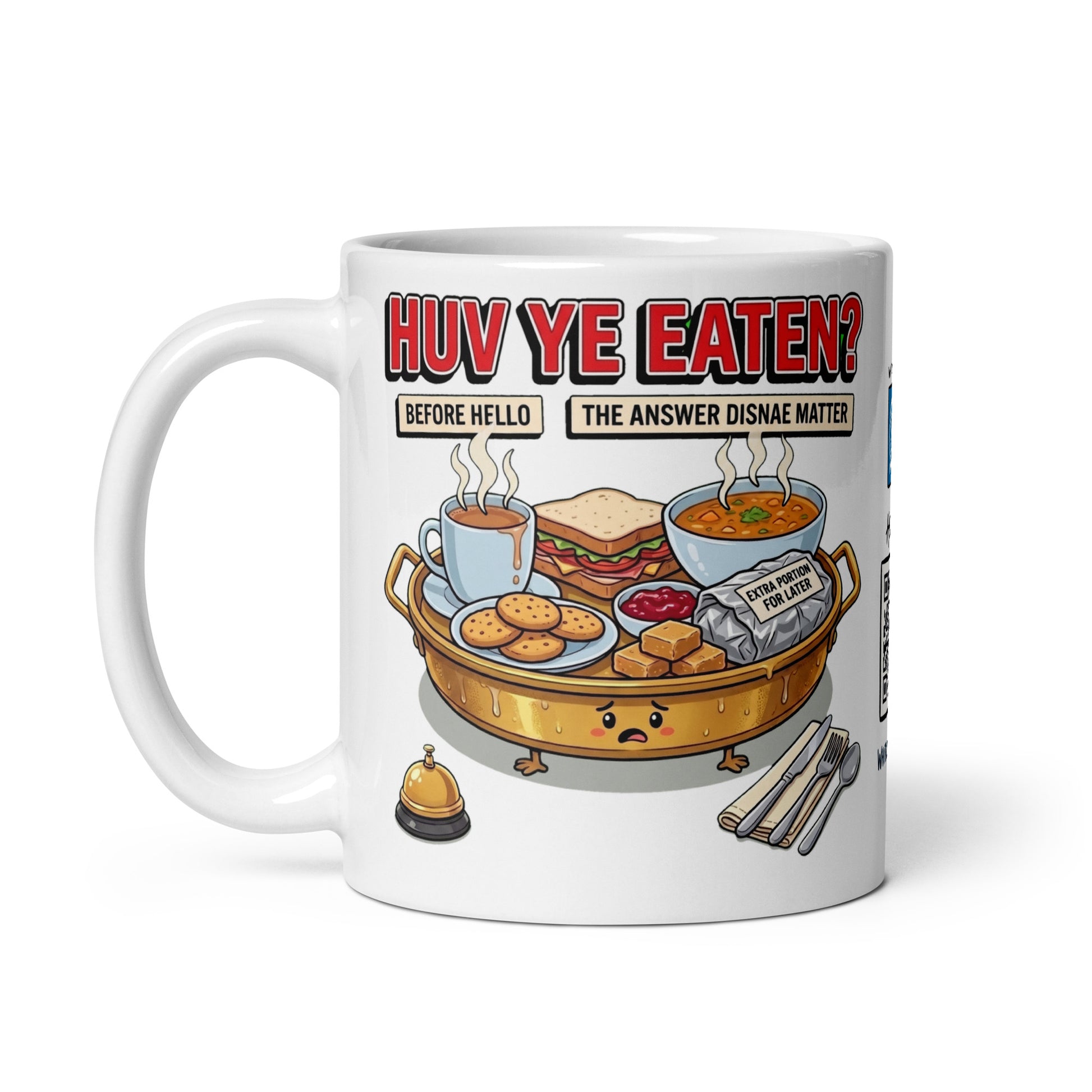Huv Ye Eaten? Mug | Clean studio, handle left
