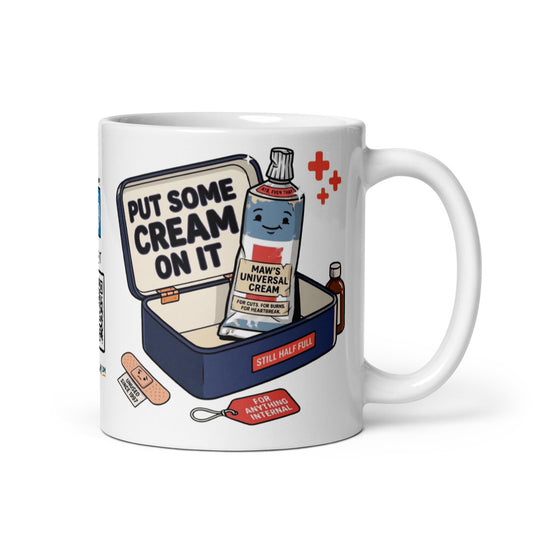 Put Some Cream on It Mug | Clean studio, handle right