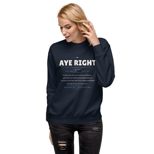 AYE RIGHT Crewneck, Navy Blazer, female lifestyle hero
